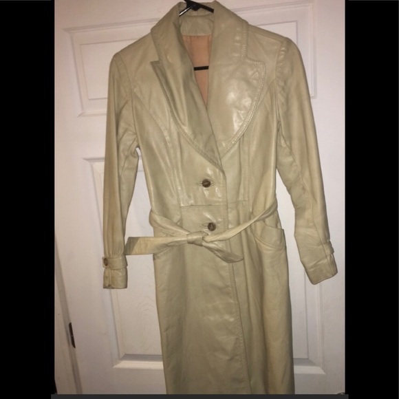 Vintage Cream Leather Jacket - Picture 1 of 7